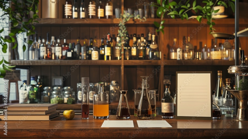 Mixology Mastery A Stylish Craft Cocktail Lab with Business Cards Experimental Ingredients and Bar Setup Professional Bartending and Mixology Training Concept Mixology Mastery A Stylish Craft Cocktail Lab with Business Cards Experimental Ingredients and Bar Setup Professional Bartending and Mixology Training Concept