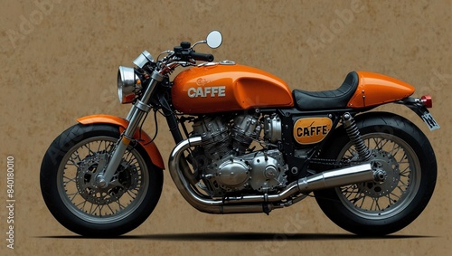 Drawing of the orange caffe racer bike