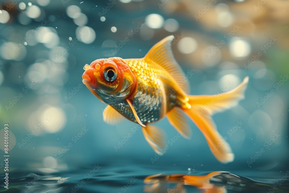 Goldfish swims water Goldfish swims water
