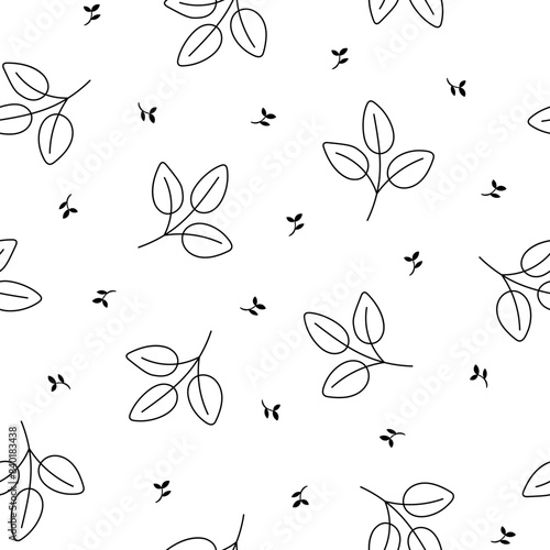 Autumn leaf. Nature. Seamless pattern. Coloring Page. Hand drawn style. Vector drawing. Design ornaments.