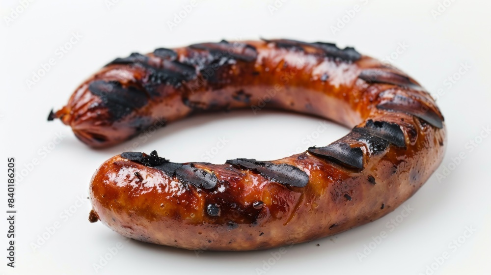burnt sausage link isolated on white background burnt sausage link isolated on white background