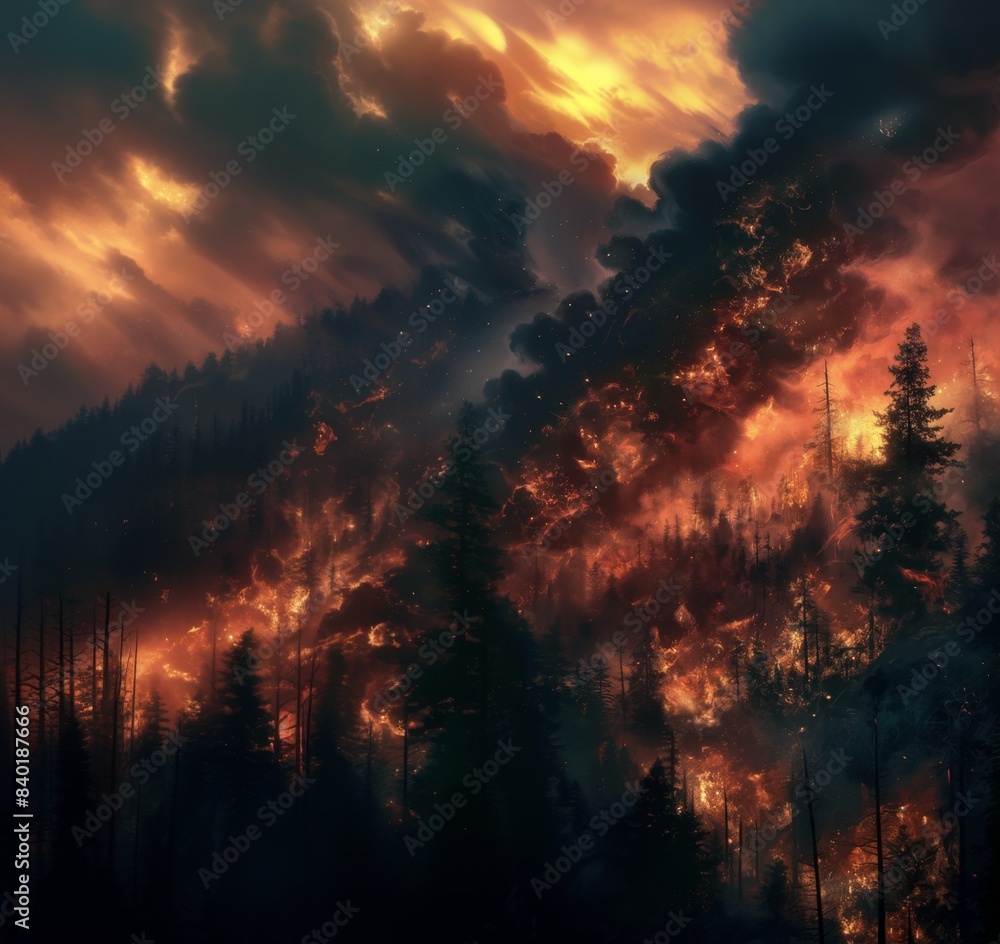 A strong forest fire A strong forest fire