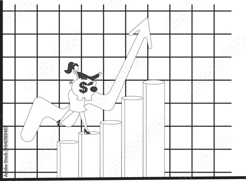 A stock market graph savings Businesswoman