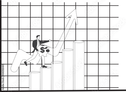 A stock market graph savings Businessman