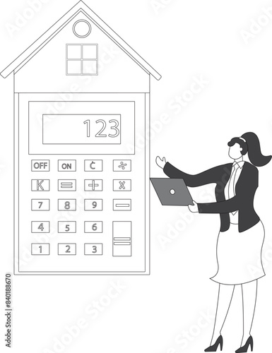 Home Loan calculator businesswoman, Horizontal, House Rental, Housing Development, Housing Problems