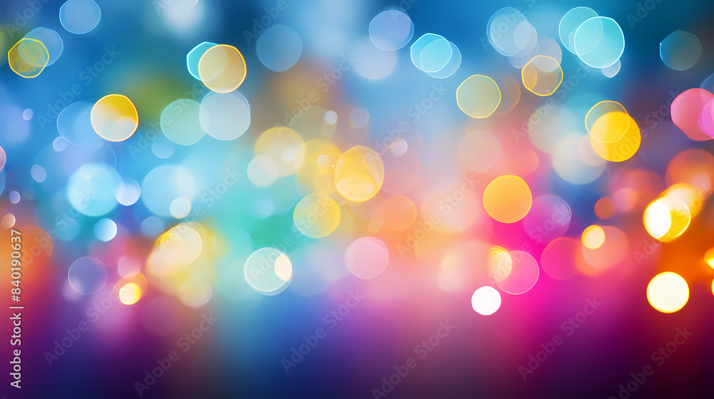 Abstract blurred background with bokeh lights and colorful bubbles Abstract blurred background with bokeh lights and colorful bubbles
