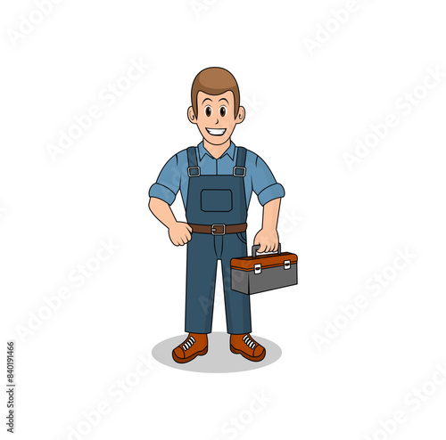 Boy Teknisi Cartoon Character Vector Illustration