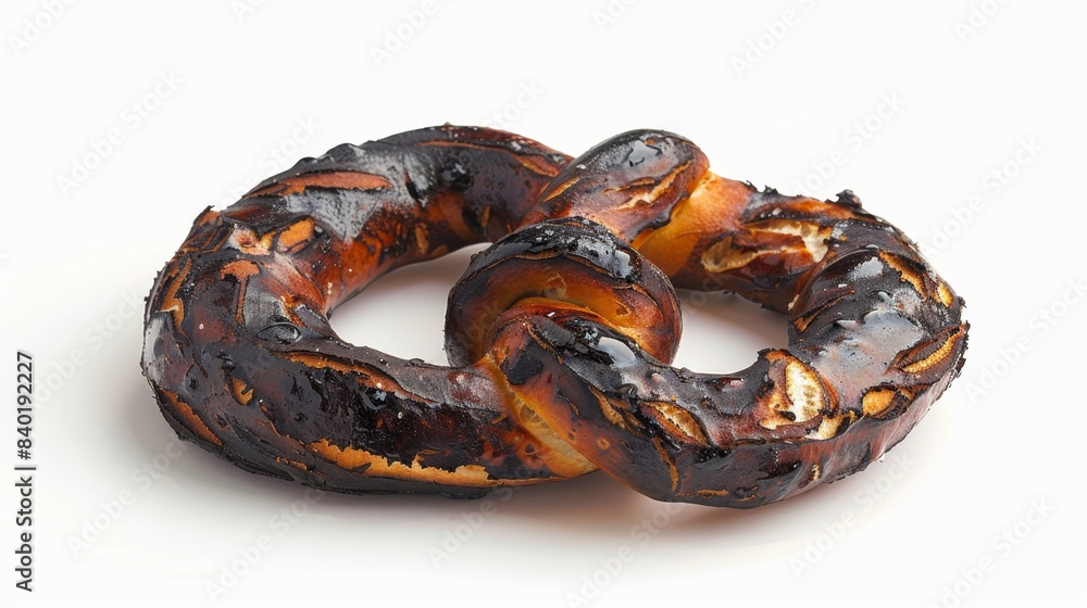 Obraz premium burnt pretzel isolated on white background