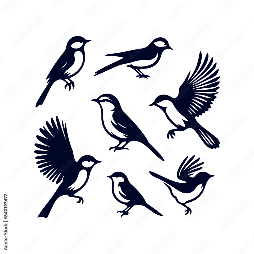 Fototapeta premium bird silhouette Clip art isolated vector illustration on white background