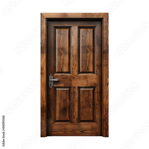 A solid wooden door with a traditional design,isolated on transparent background. © miss[SIRI]