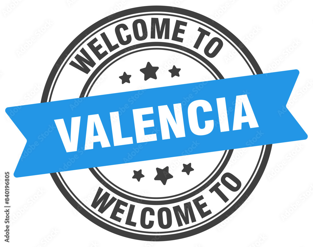 Welcome to Valencia stamp. Valencia round sign Welcome to Valencia stamp. Valencia round sign