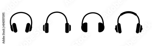 Vector headphones icon. Black headphones icon collection. Set of music headphones icons. Headphone icons