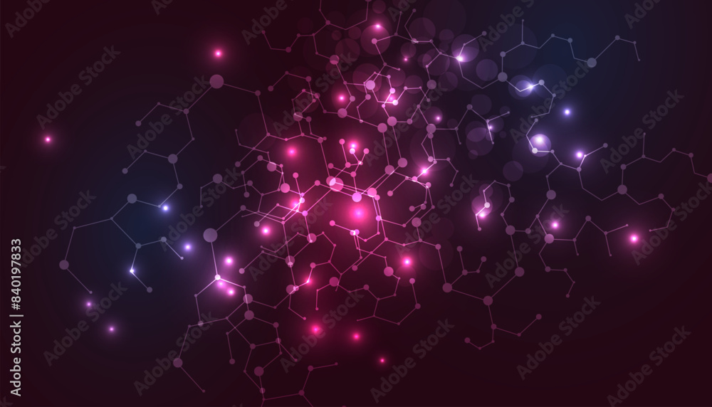 Obraz premium Abstract futuristic - Molecule technology with polygonal shapes on a dark blue background.