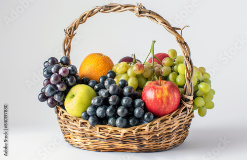 Basket of fruits  Fruits photography. Created with Ai