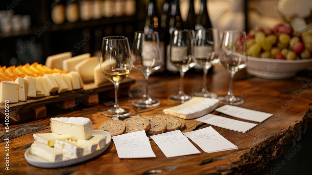 Sophisticated Wine and Cheese Pairing Experience Elegant Business Cards Assorted Cheeses and Wine Glasses for Perfect Pairings Sophisticated Wine and Cheese Pairing Experience Elegant Business Cards Assorted Cheeses and Wine Glasses for Perfect Pairings