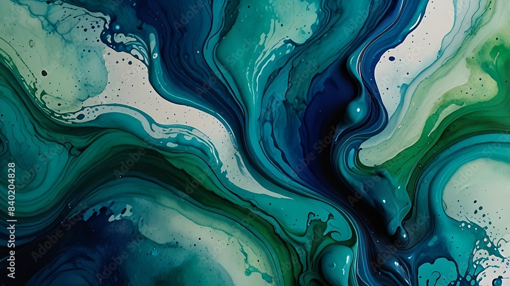 an abstract watercolor painting with swirling patterns of green, teal, and white, creating a fluid and organic appearance an abstract watercolor painting with swirling patterns of green, teal, and white, creating a fluid and organic appearance