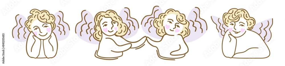 Obraz premium Cute angels. Vector isolated illustration