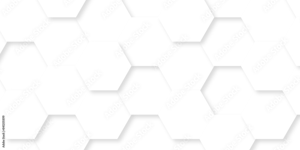 Abstract white 3d hexagon pattern. White abstract vector wallpaper with hexagon grid. Technology Futuristic honeycomb mosaic white background.
Abstract white 3d hexagon pattern. White abstract vector wallpaper with hexagon grid. Technology Futuristic honeycomb mosaic white background.