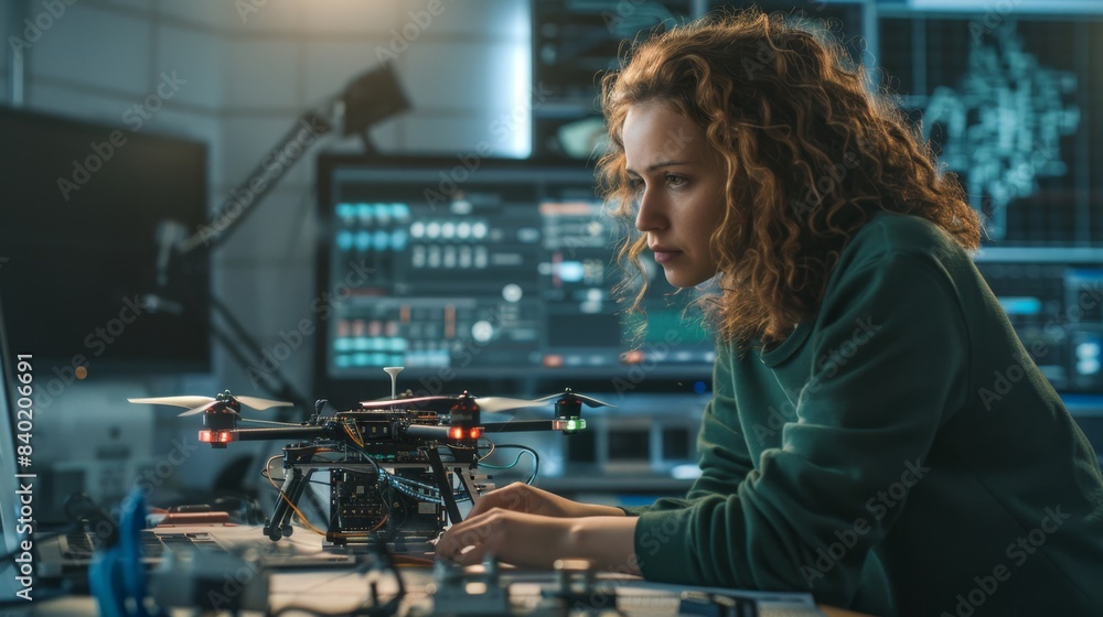 The engineer working on drone