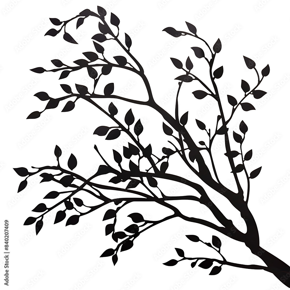Detailed Branches Silhouette on a Clear Canvas Detailed Branches Silhouette on a Clear Canvas