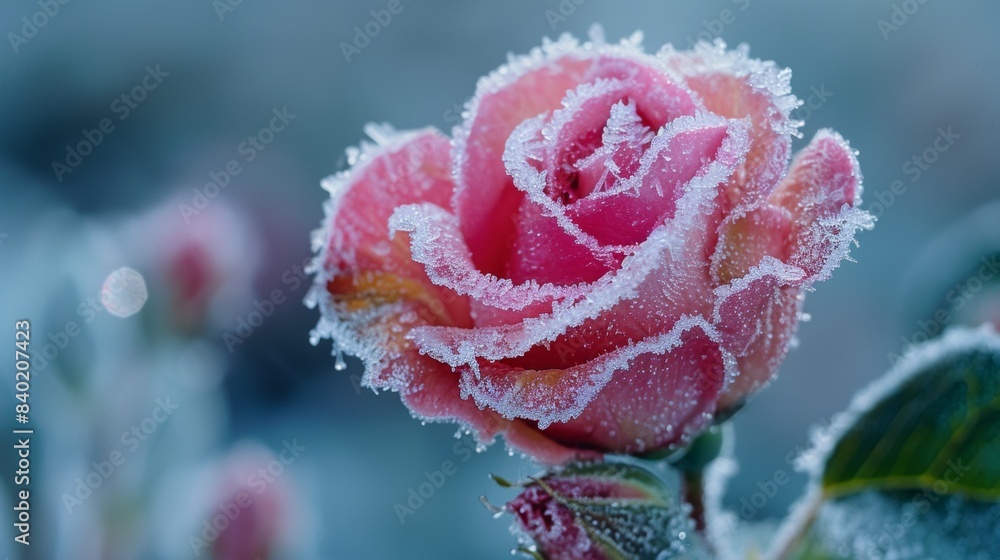 Frostbloom - Delicate Flower Covered in Frost Stock Photo Frostbloom - Delicate Flower Covered in Frost Stock Photo