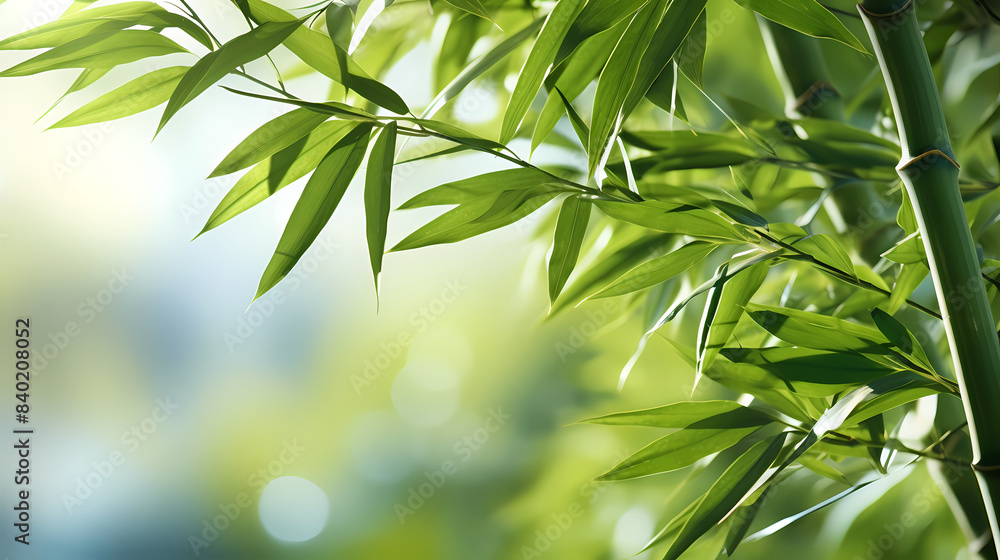 Fototapeta premium Beautiful green bamboo forest background under sunlight