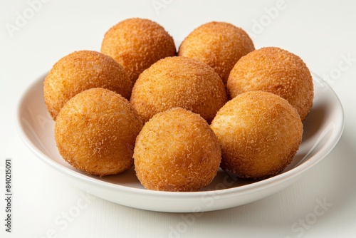 Crispy fried cheese balls on white background