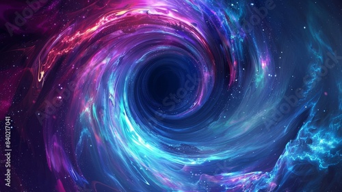 Cosmic hues swirl in vibrant digital vortex depiction