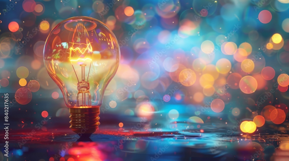 Glowing bulb stands out amidst the dreamy bokeh background Glowing bulb stands out amidst the dreamy bokeh background