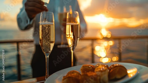 Yacht hosts a sunset toast, the perfect end to a tranquil day