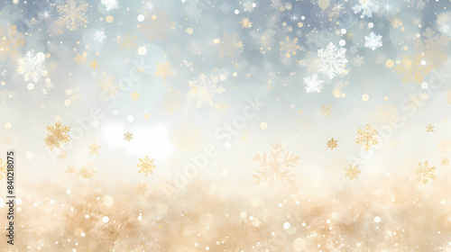 Abstract background with golden glitter and snowflakes
