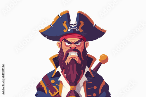 Illustration of an evil pirate. Pirate captain.