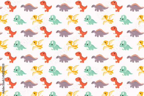 Cute dinosaurs seamless pattern wallpaper illustration