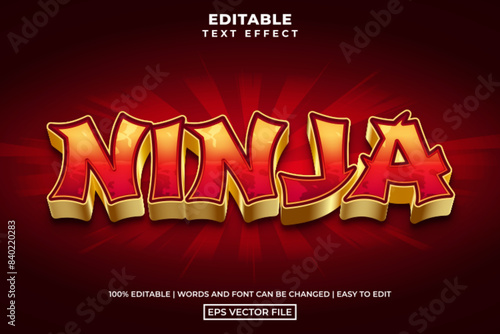 Ninja 3d style editable text effect template