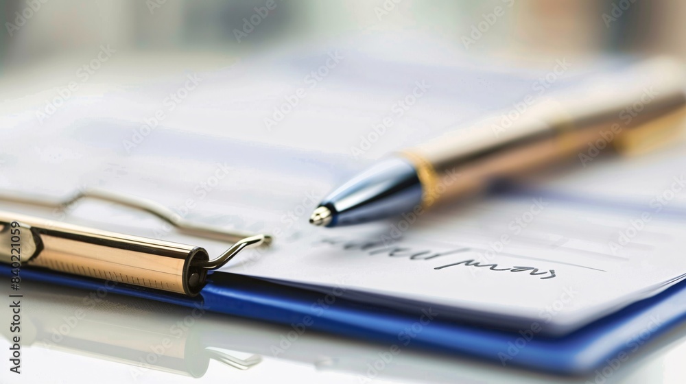 A clipboard with a pen. corporate background. A clipboard with a pen. corporate background.