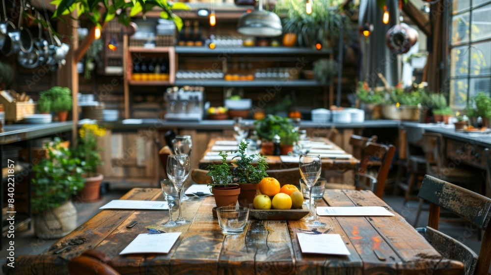 FarmtoTable Elegance Rustic Dining Experience with Fresh Produce Open Kitchens and Seasonal Menu Ideal for Restaurant Marketing Collateral and Food Industry Concepts FarmtoTable Elegance Rustic Dining Experience with Fresh Produce Open Kitchens and Seasonal Menu Ideal for Restaurant Marketing Collateral and Food Industry Concepts