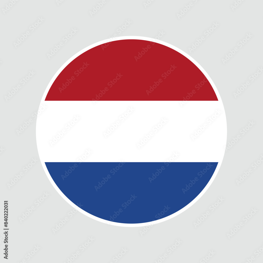 The flag of Netherland. Flag icon. Standard color. Round flag. Computer illustration. Digital illustration. Vector illustration. The flag of Netherland. Flag icon. Standard color. Round flag. Computer illustration. Digital illustration. Vector illustration.