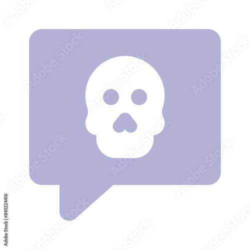Skull on chat bubble showing icon of message hacking, cybercrime vector