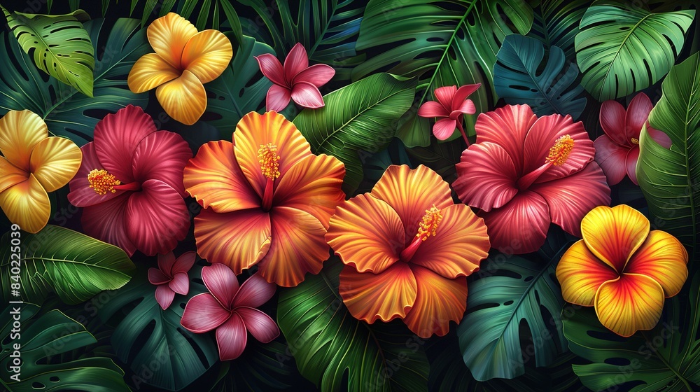 Naklejka premium red and yellow flowers