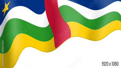 Central African Republic country flag realistic independence day background. CAR commonwealth banner in motion waving, fluttering in wind. Festive patriotic HD format template for independence day