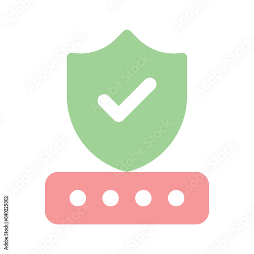 Protection shield with password denoting secure password vector