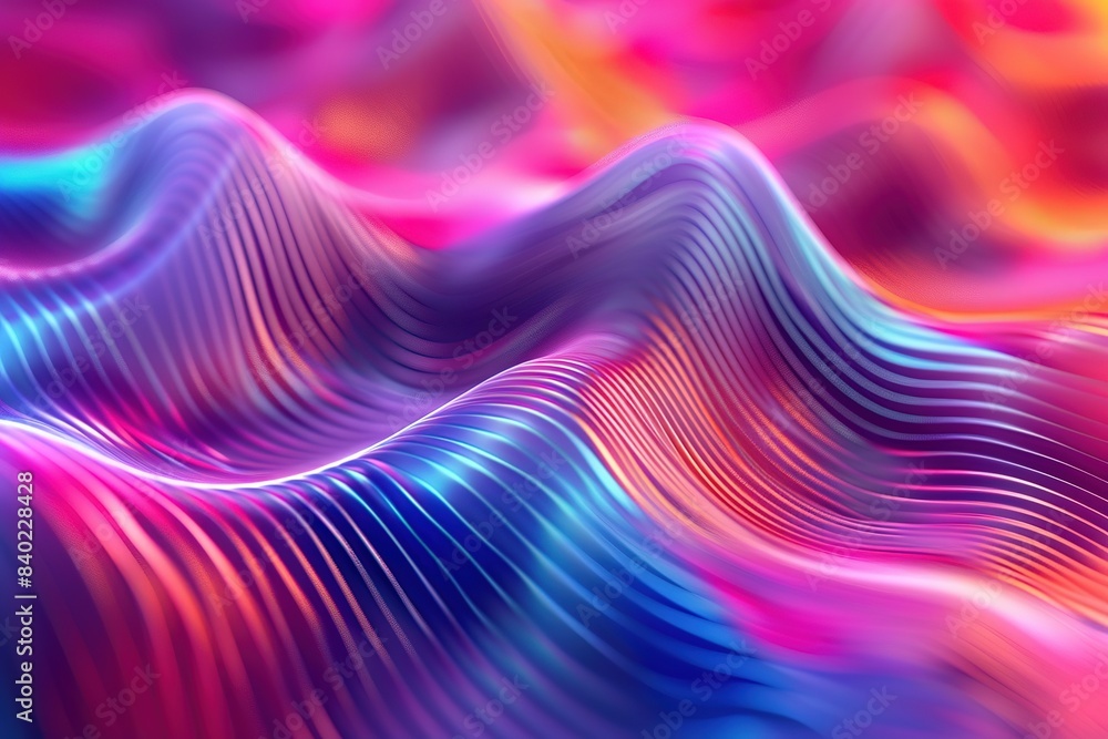 Obraz premium 3d abstract background with smooth wavy lines in blue, pink colors, AI Generated