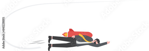 change business direction with businessman riding a rocket changing direction to the right target, change management goals or business strategy to achieve business success


