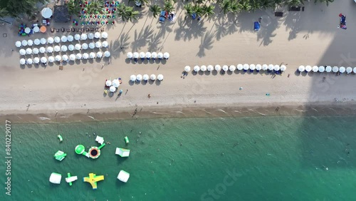 Aerial shot top view of city area, Vietnam. Drone shot of high-rise buildings Skyscrapers of Vietnam are approaching the buildings. Shooting drone over the streets of Nha Trang. Nha Trang, Vietnam