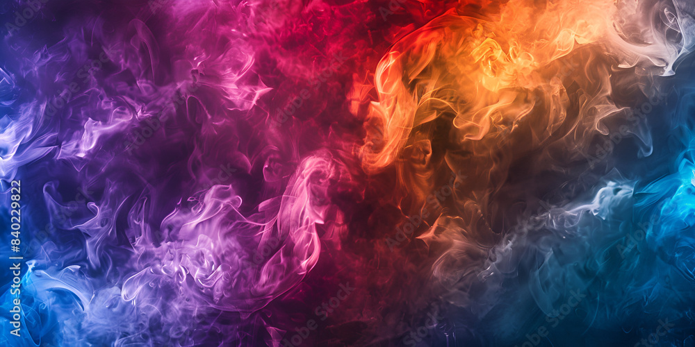  scene of colorful smoke and vapor blending togethe
