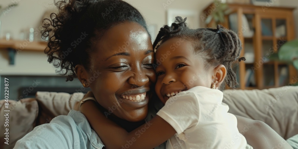 A mother holds a young girl close to her chest A mother holds a young girl close to her chest
