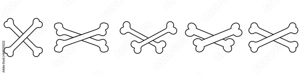 Bones icon vector set. Skeleton illustration sign collection. Pirates symbol. Halloween logo. Bones icon vector set. Skeleton illustration sign collection. Pirates symbol. Halloween logo.