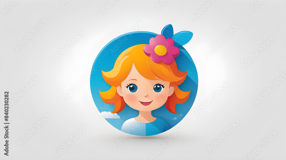 Child themed logo icon on white background Generative AI Child themed logo icon on white background Generative AI