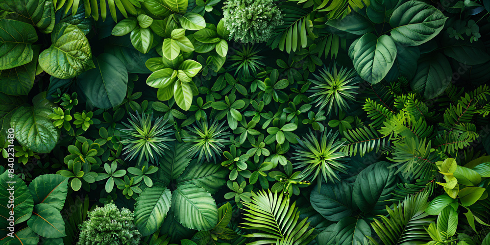 Bright tapestry of tropical plants showcasing the life of a lush rainforest ecosystem Bright tapestry of tropical plants showcasing the life of a lush rainforest ecosystem