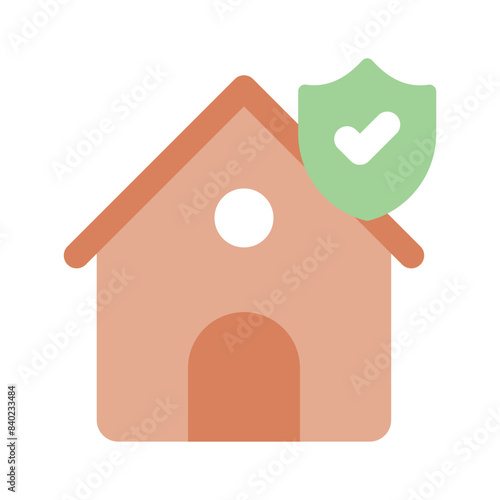 Protection shield with home concept icon of home security